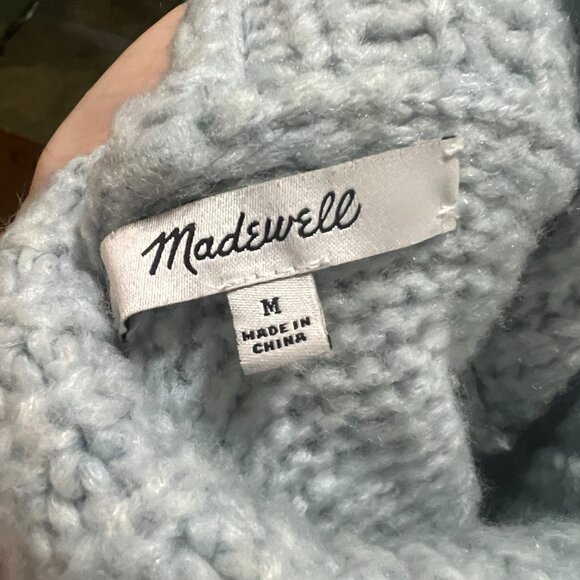 Madewell Somervell Modern Chunky Cable Turtleneck Sweater In Iceberg (M) - Picture 4 of 4